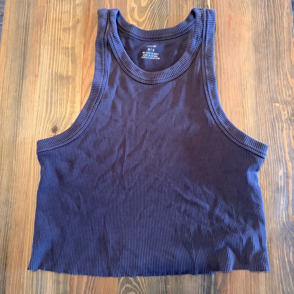 Aerie charcoal gray ribbed‎ cut off tank